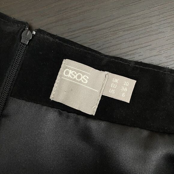 Asos Skirt Womens 6 Suede Leather Lace Up Heavy Stitch Detail Midi Black Boho - Picture 9 of 11